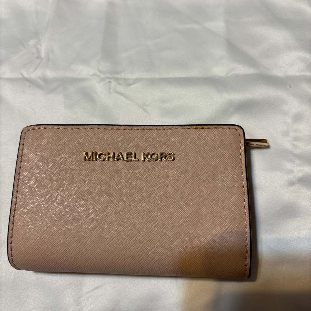 Michael Kors Blush Card Holder with Gold Accents